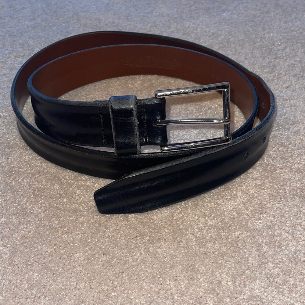 Men's Black Leather Belt Allen Edmonds Size 42